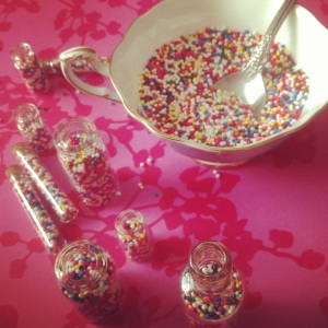 I couldn't resist filing the vials with sprinkles, too!